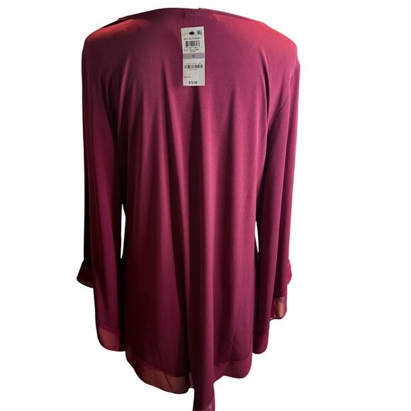 Alfani Burgundy Layered Chiffon Tunic Blouse, Plus Size 1X, NWT - Picture 3 of 7